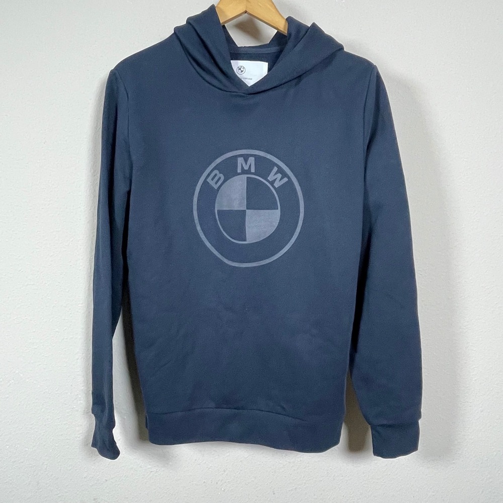 BMW Hoodie Mens S Navy Blue Excellent Goods With Freude Logo Pullover Sweatshirt